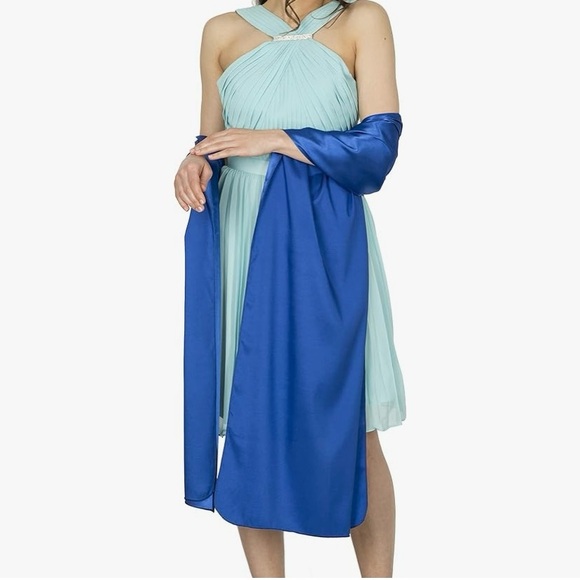 Royal Blue Satin Shawl - Picture 1 of 5